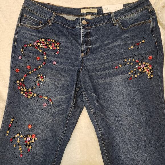 NWT Cato Mid-rise Skinny Rhinestone Embelished Jeans, Size 22WP - Picture 3 of 12